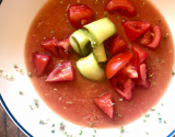 Gaspacho fraise melon tomate à l'ail