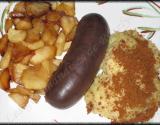 Boudin noir aux pommes caramélisées et sa purée croquante