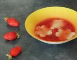 Soupe de fraises et raviole au chocolat