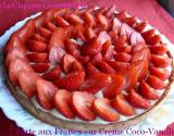 Tarte aux fraises sur crème coco-vanille