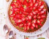 Tarte à la pistache et fraises du Périgord IGP