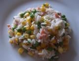 Salade jambon/maïs/petits pois/riz