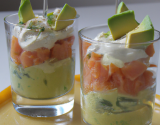 Verrines de saumon et sa crème d'avocat