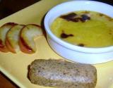 Crème brûlée au Roquefort Papillon , financiers aux noix et pommes poêlées