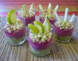 Mousse de betterave et tartare de concombre-pomme verte