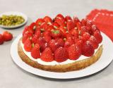 Tarte aux fraises et pistaches sur sablé breton