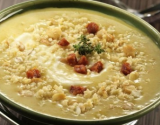 Velouté de patates douces au chorizo et aux céréales gourmandes