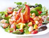 Salade de homard et crevette à la vinaigrette de framboises et fraises