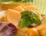 Carpaccio de melon de Nérac en infusion de poivre et verveine citronnée