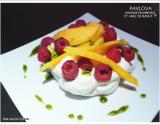 Pavlova mangue, framboises et huile de basilic !