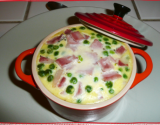 Clafoutis de petits pois, jambon et Boursin