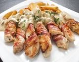 Allumettes au poulet et lard fumé sauce au Gorgonzola