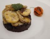 Boudin noir, banane plantain au lait de coco