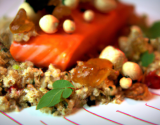 Saumon fumé quinoa et boulgour et mousse d'amande