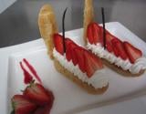 L'éclair : compotée de rhubarbe, chantilly mascarpone et fraise