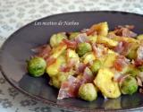 Tortellinis et choux de Bruxelles poêlés au lard et parmesan