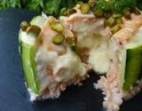 Charlotte de courgettes, saumon et cœur comté