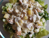 Salade tiède au poulet et lait de coco