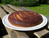 Zebra cake à la vanille, Amaretto, chocolat et orange confite