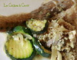 Poulet moutarde, gingembre, citron et quinoa courgettes