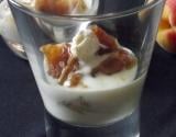 Verrine croustillante pommes,abricot sauce mascarpone au litchi