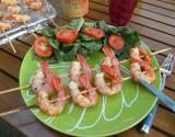 Brochettes de gambas aux baies roses et citron vert