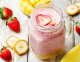 Smoothie fraise, banane, pointe de vanille