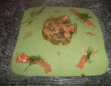 Vélouté de mâche et tartare de saumon à l'aneth et wasabi