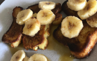 Pain perdu sucré-salé lard et bananes