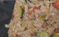 Risotto aux courgettes, poivrons grillés et tomates séchées