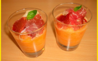 Soupe de melon au basilic et jambon sec