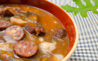 Andouille de Vire en soupe de châtaignes