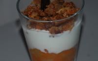 Verrine de compotée poire/potiron vanillée, poire séchée et crumble de speculoos