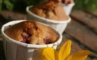 Muffins aux framboises du jardin, parfum de pandan