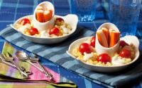 Salade de coquillettes en risotto aux mini bâtonnets Petits Coraya