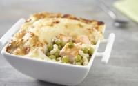 Gratin de coquillettes aux petits pois et saumon