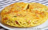 Gâteau de spaghettis aux lardons et cheddar