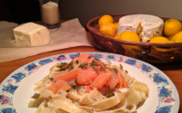 Tagliatelles au saumon fumé et chèvre