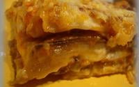 Lasagnes aux crevettes, aux aubergines et au coulis de poivron