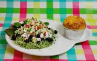 Salade fraîcheur acidulée et muffin carotte à La Faisselle Les 2 Vaches