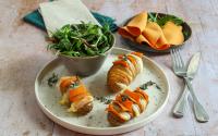 Pommes de terre à la suédoise aux tranches végé lentilles corail et fromage à raclette