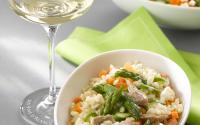 Risotto aux asperges vertes et fines lamelles de veau