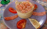 Verrine de saumon fumé sur lune mousse d'asperge