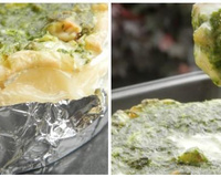 Camembert rôti au four au pesto de pousses d'épinards et noix