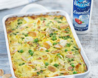 Clafoutis de poisson pommes de terre et petits pois