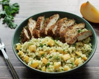 Salade de boulgour au poulet, Kaki Ribera del Xuquer AOP et aux herbes