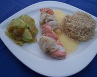 Duo de cabillaud et saumon à la sauce hollandaise