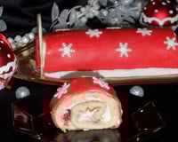 Bûche de Noël chocolat blanc framboise