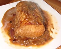 Roti de porc à la moutarde sauce crème échalotes