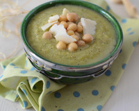 Soupe de courgettes, pois-chiche et parmesan